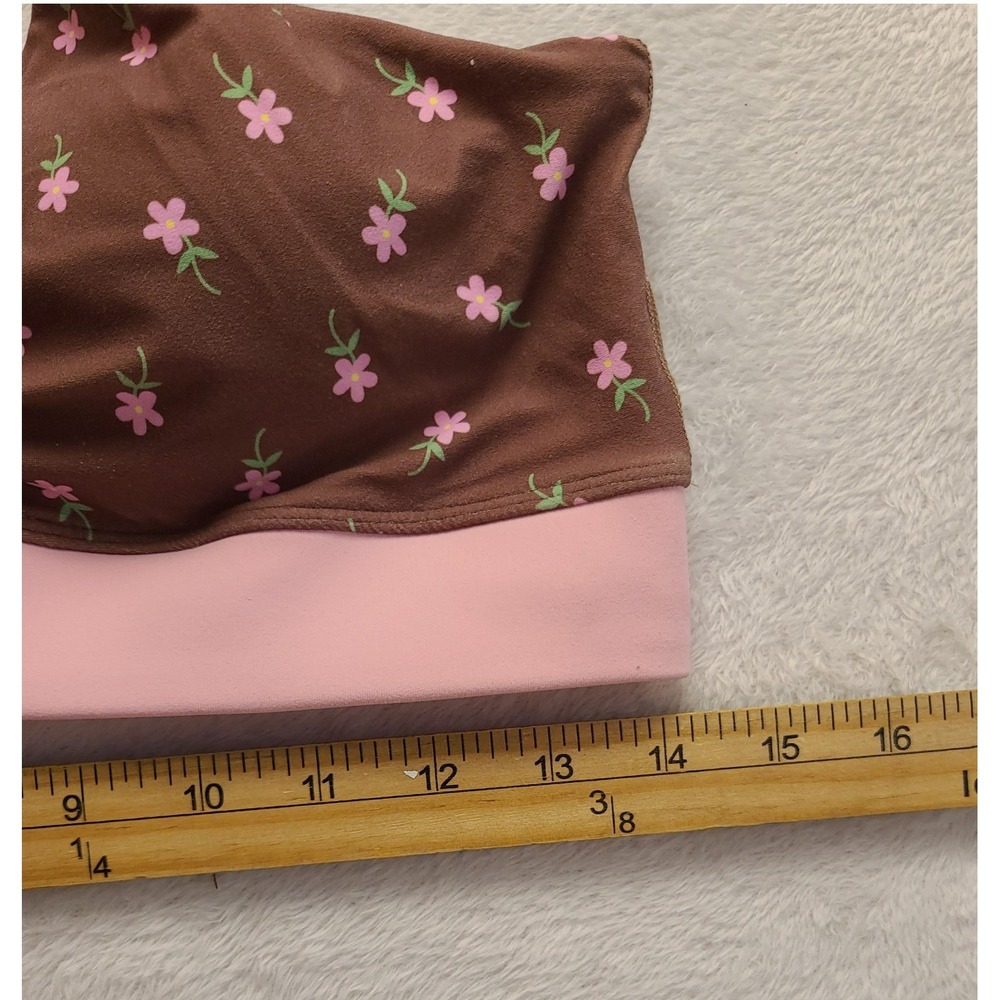 JoyLab Brown Pink Floral V-Neck Sports Bra Crossover Band Adjustable Straps M - Picture 5 of 11